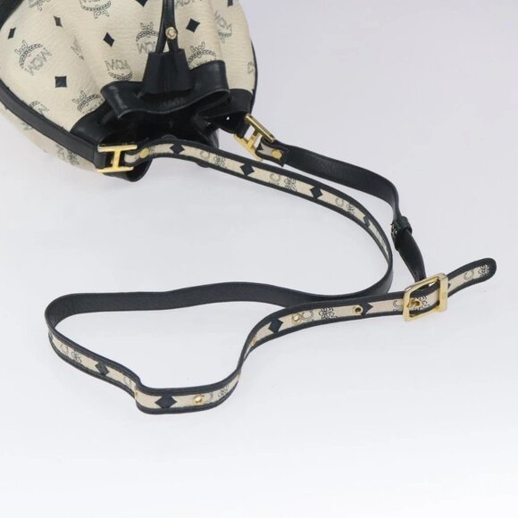 MCM Vicetos Logogram Shoulder Bag PVC Leather White Auth 114486 - Picture 8 of 16